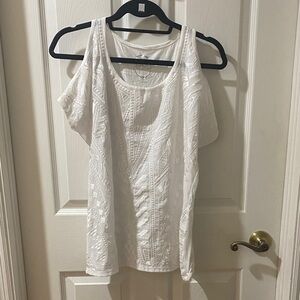 Cold Shoulder Cut Out INC International Concepts White Top